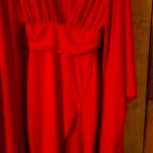 Red long sleeve wing dress